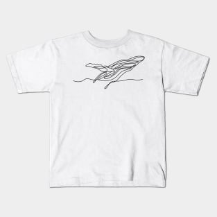 Amazing line art of a blue whale jumping out of the water Kids T-Shirt